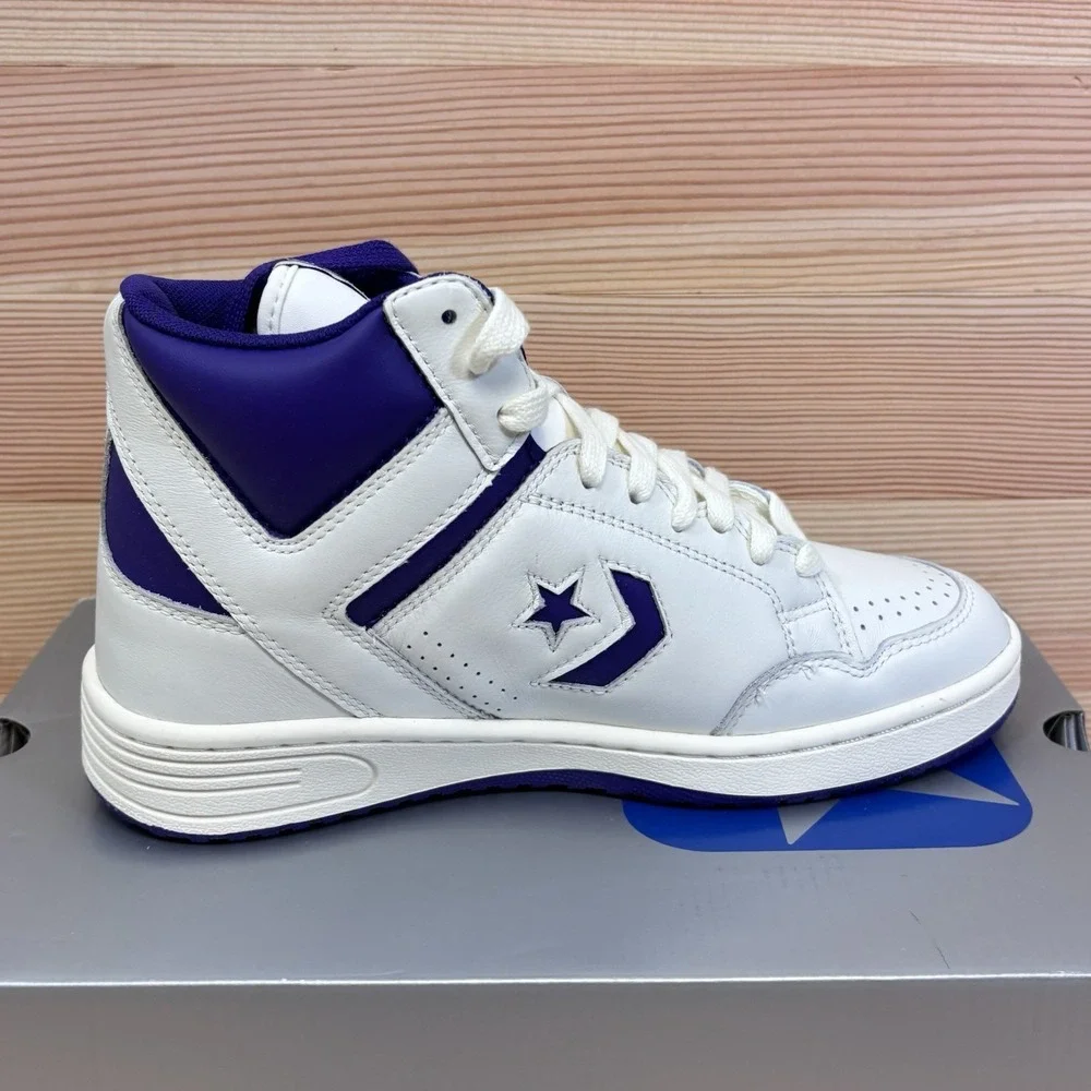 Converse Mens Weapon Mid  Mens Size 9.5 Vintage White Court Purple A11211C